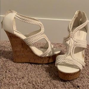 White wedges, never worn!